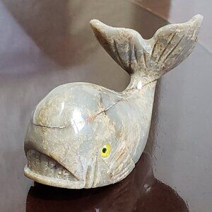 Vintage Soapstone Stone Carved Small Whale sculpture